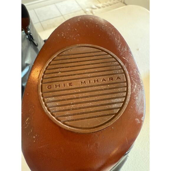 Designer Chie Mihara Black Ankle Boots Sz 40.5 (9.5) Oval Cut-Out Side Zipper - Picture 5 of 9